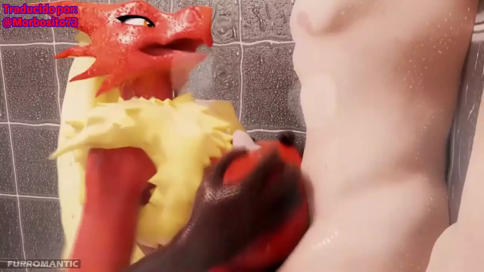 Aroused character hentai with red fringe all and milk producing humanoid features